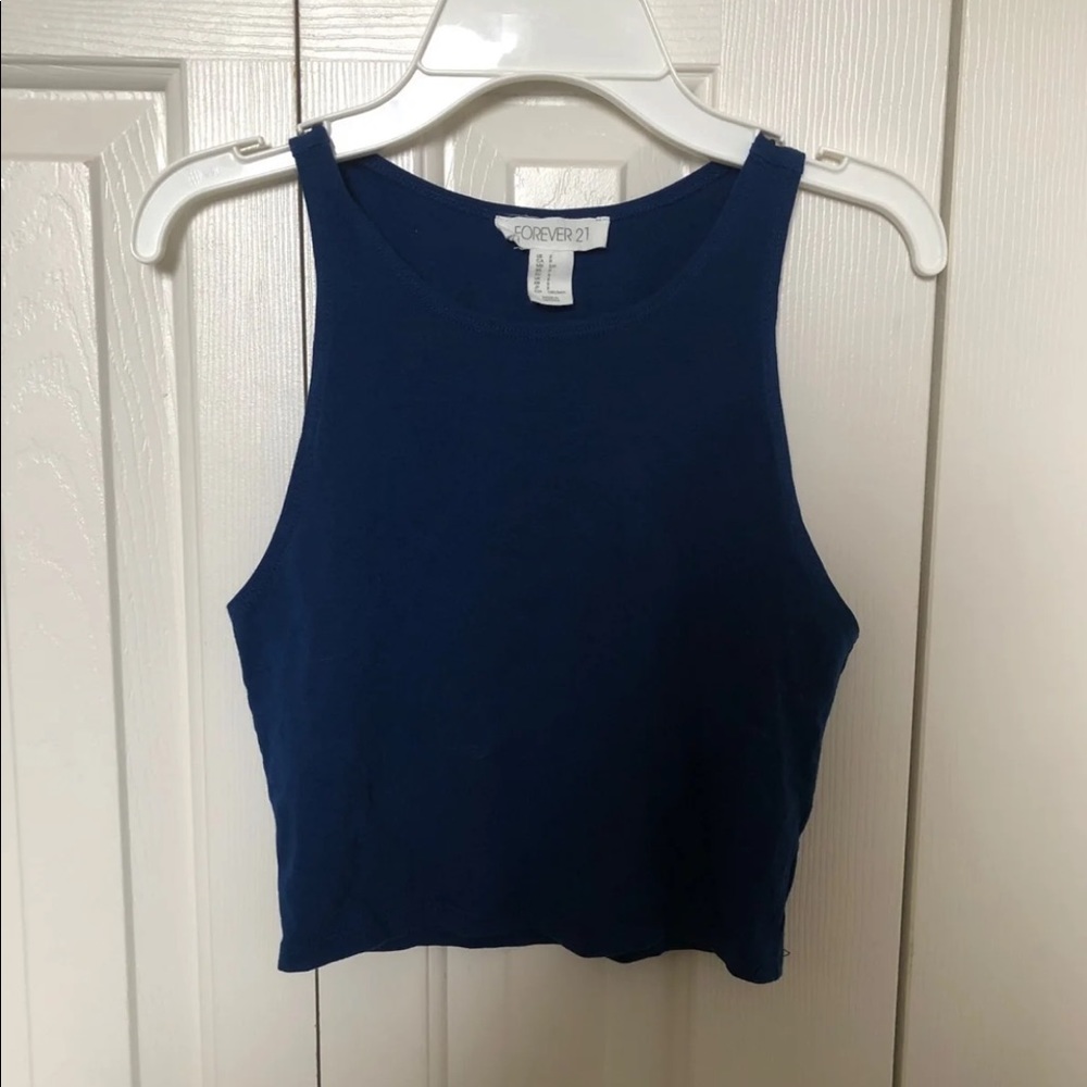 Forever 21 Navy Blue Small Tank Crop Top
